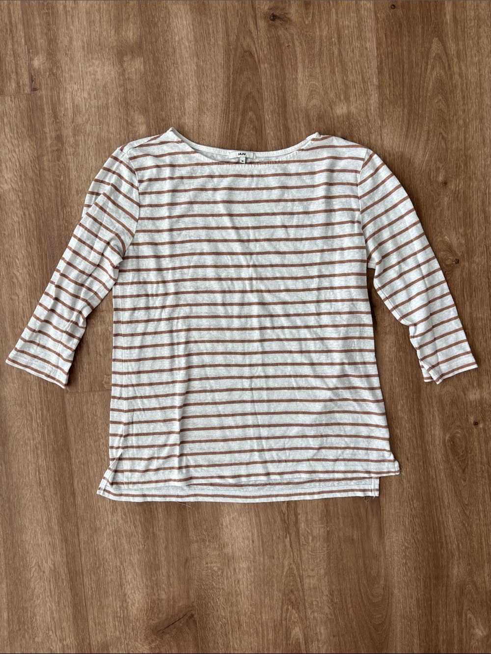 Striped Crewneck Top in Cream & Brown